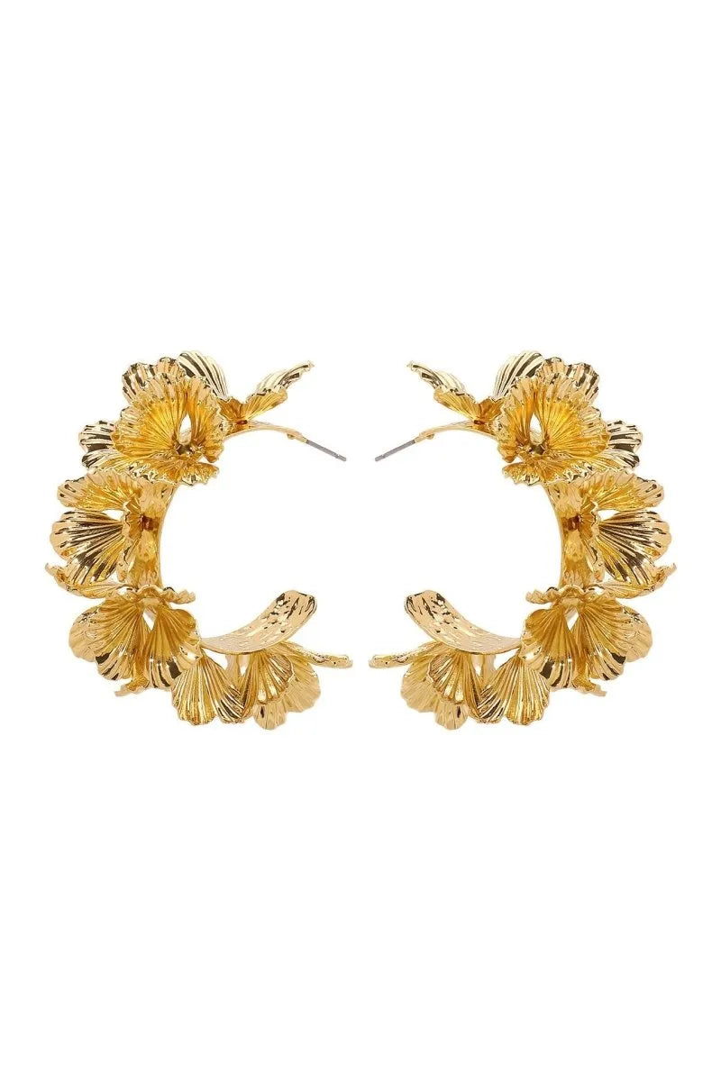 Olivia | C-shaped earrings with floral motif for women