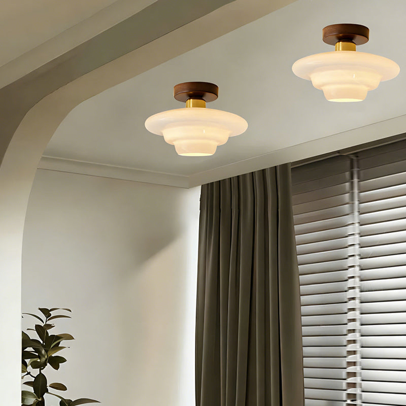 Norvexa Ceiling Light – Walnut Wood with Glass