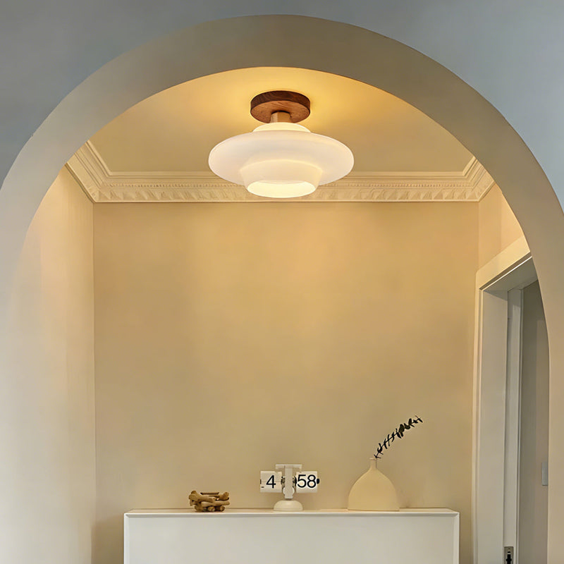Norvexa Ceiling Light – Walnut Wood with Glass