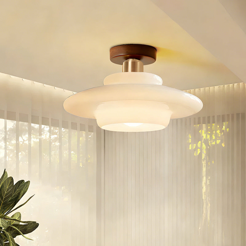 Norvexa Ceiling Light – Walnut Wood with Glass
