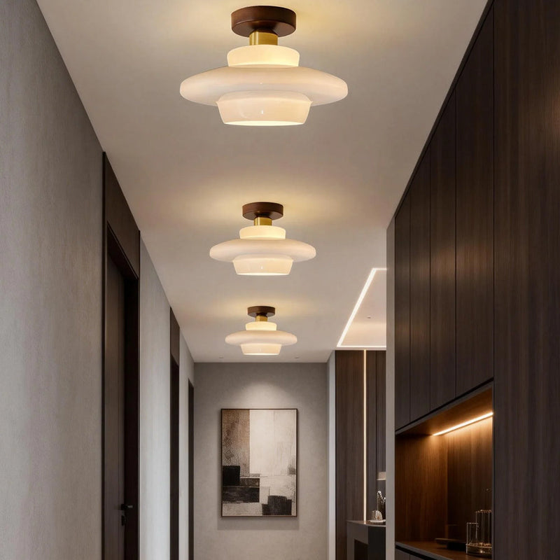 Norvexa Ceiling Light – Walnut Wood with Glass