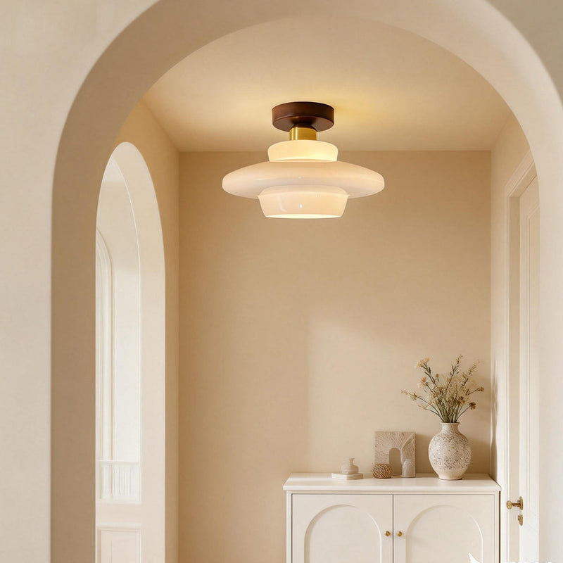Norvexa Ceiling Light – Walnut Wood with Glass