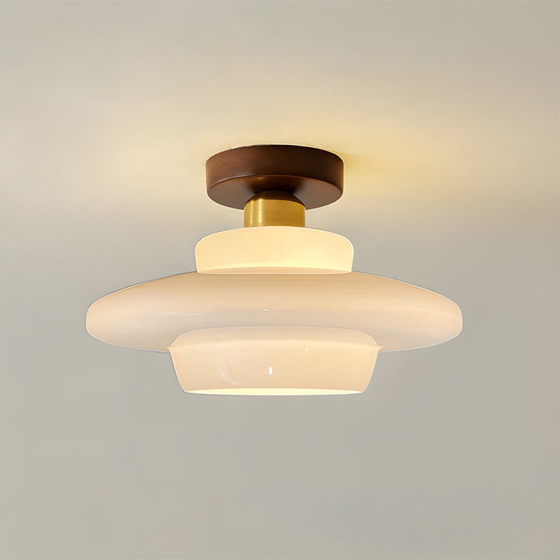 Norvexa Ceiling Light – Walnut Wood with Glass