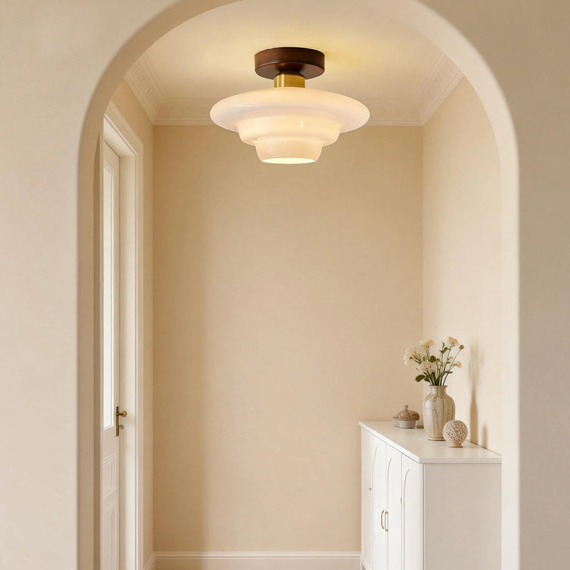 Norvexa Ceiling Light – Walnut Wood with Glass