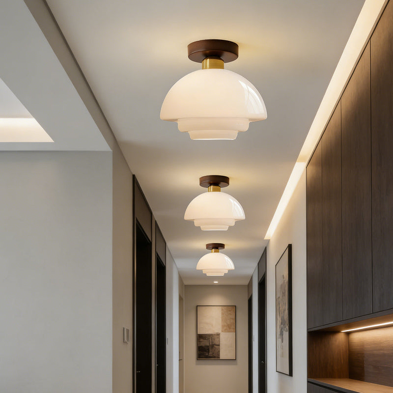 Norvexa Ceiling Light – Walnut Wood with Glass