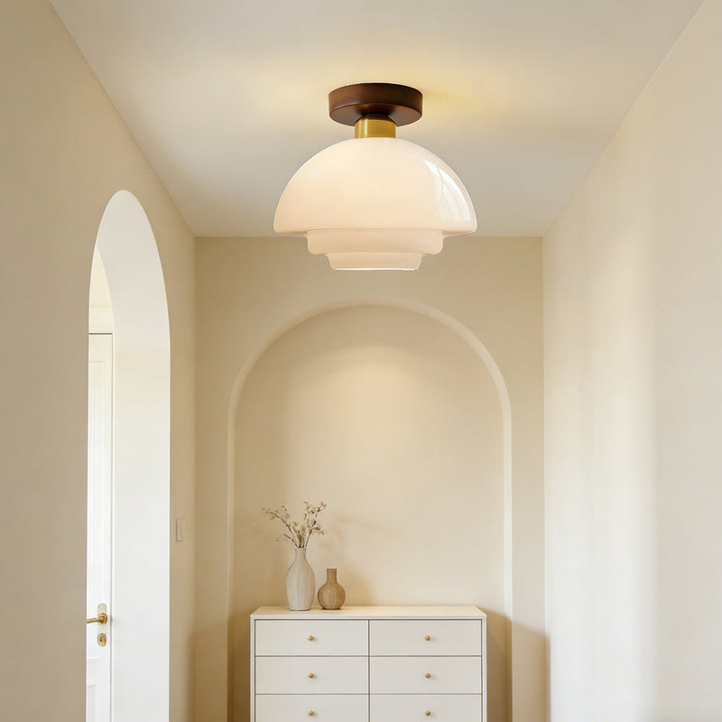Norvexa Ceiling Light – Walnut Wood with Glass