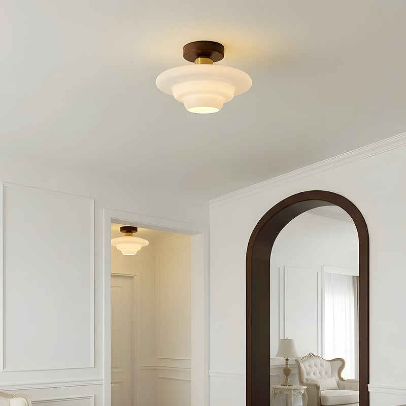 Norvexa Ceiling Light – Walnut Wood with Glass