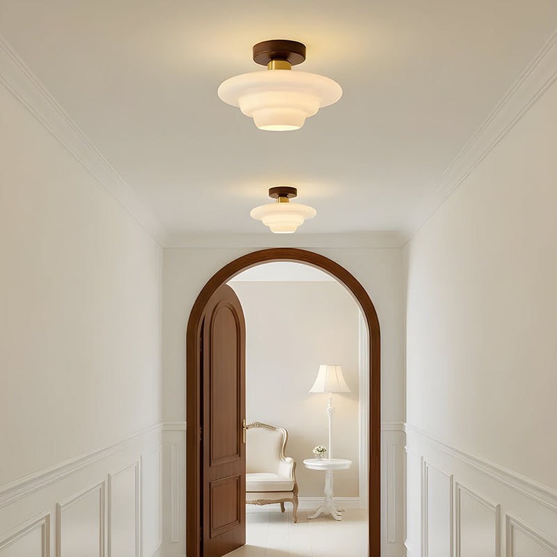 Norvexa Ceiling Light – Walnut Wood with Glass