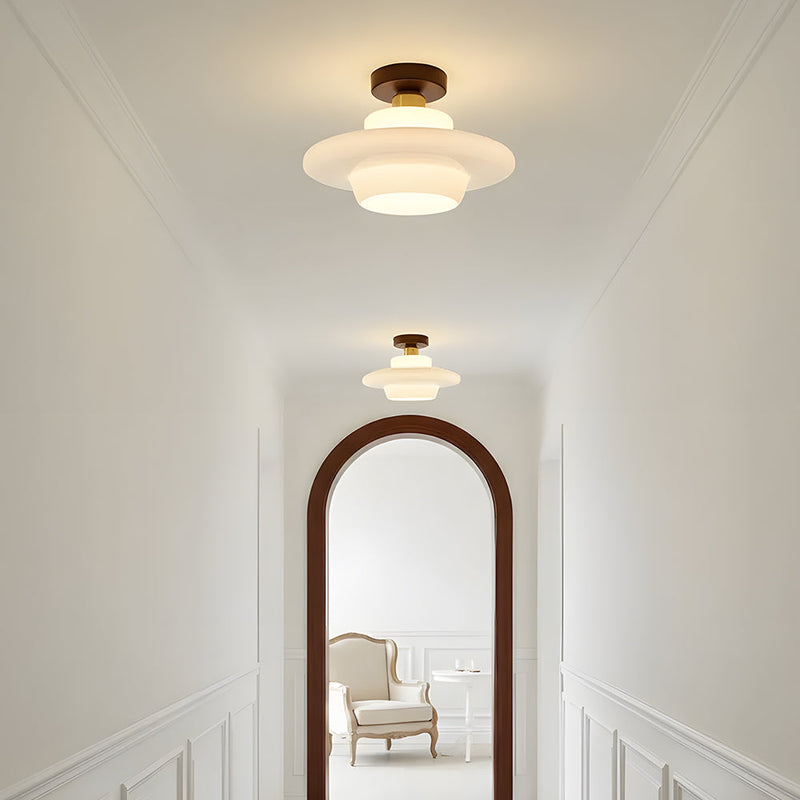 Norvexa Ceiling Light – Walnut Wood with Glass