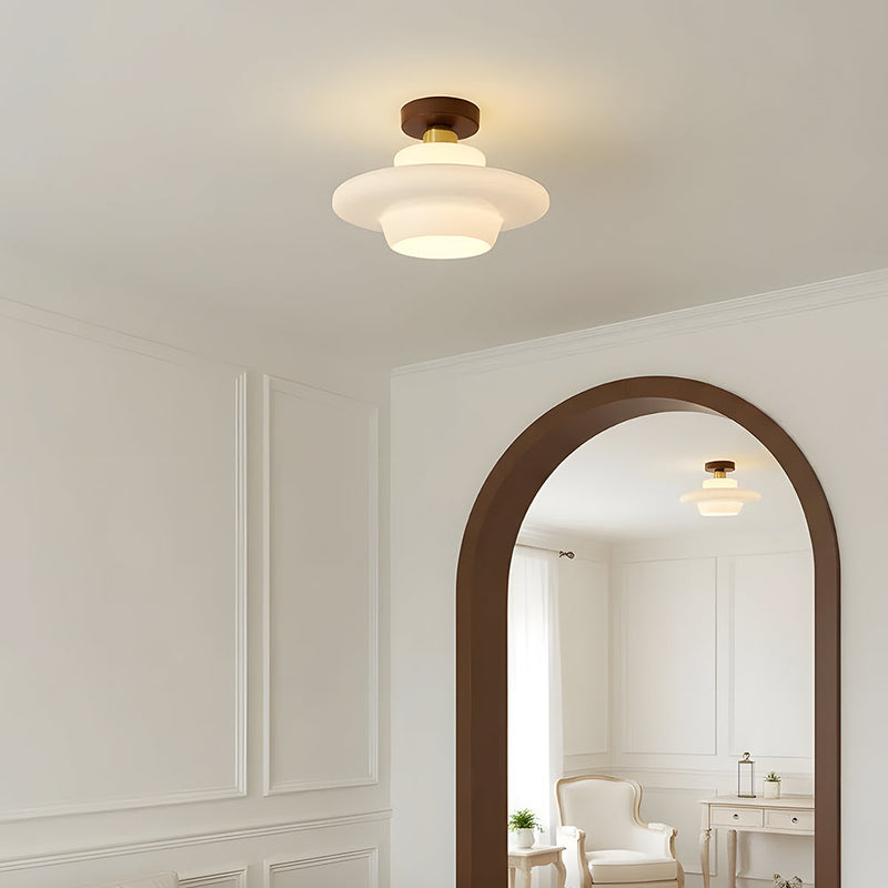 Norvexa Ceiling Light – Walnut Wood with Glass