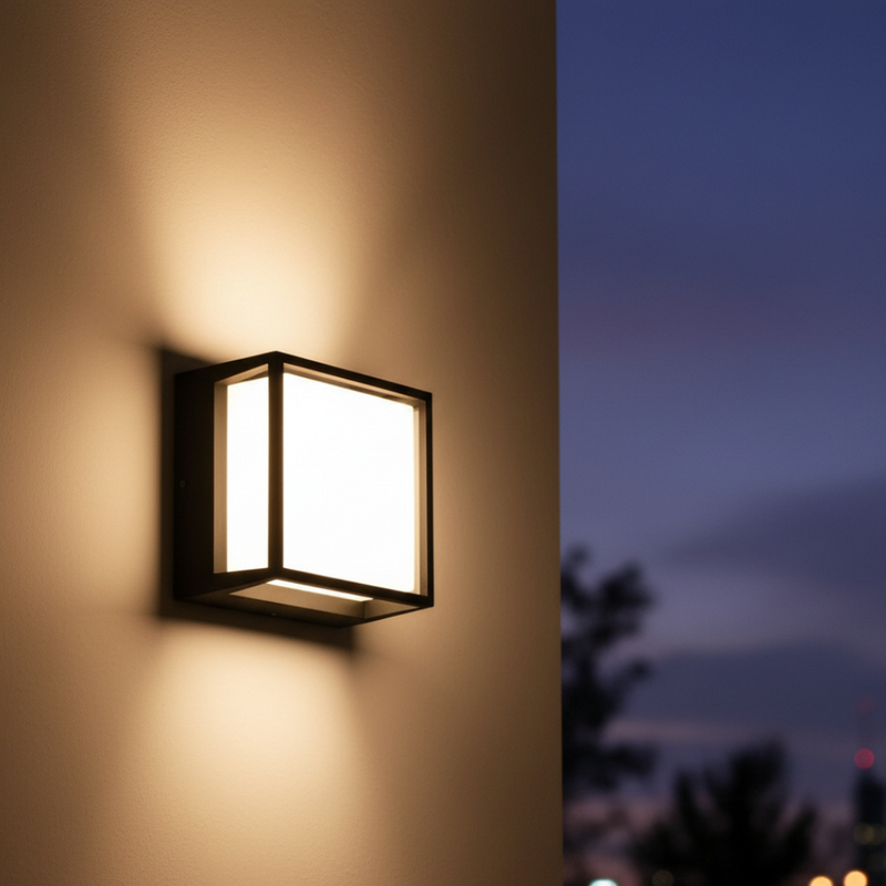 Norevexa Cube Outdoor Wall Light – Modern Exterior Lighting
