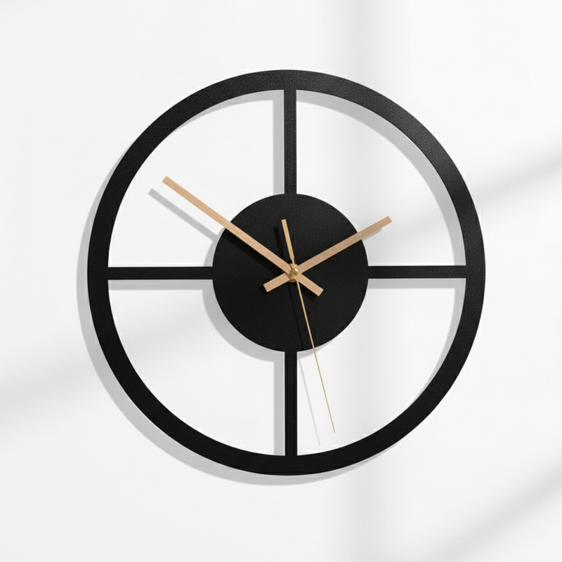 Velnora Silent Wall Clock – Geometric Acrylic Design in Black