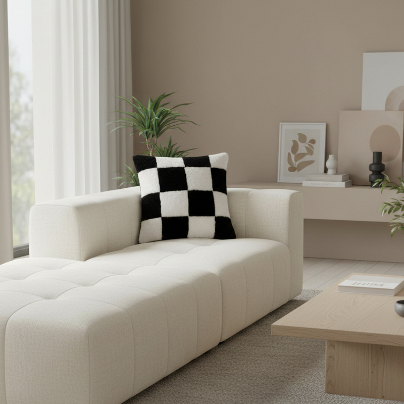 Cavrena Checkers Cushion – Black and White Pattern