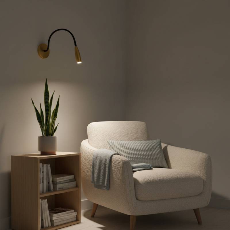 Lunavik LED Wall Lamp – Adjustable Reading Light with Gooseneck