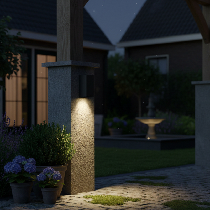 Zavella Black Outdoor Wall Light – Warm LED Light