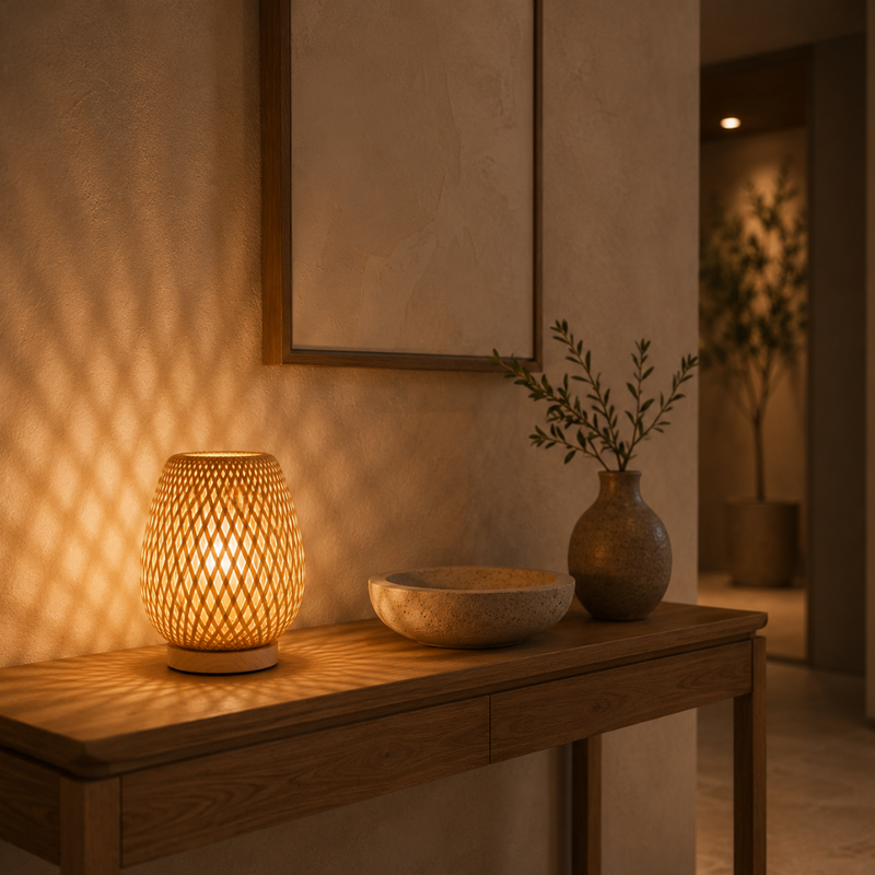 Velmorant Bamboo Table Lamp – Wireless Scandinavian Design