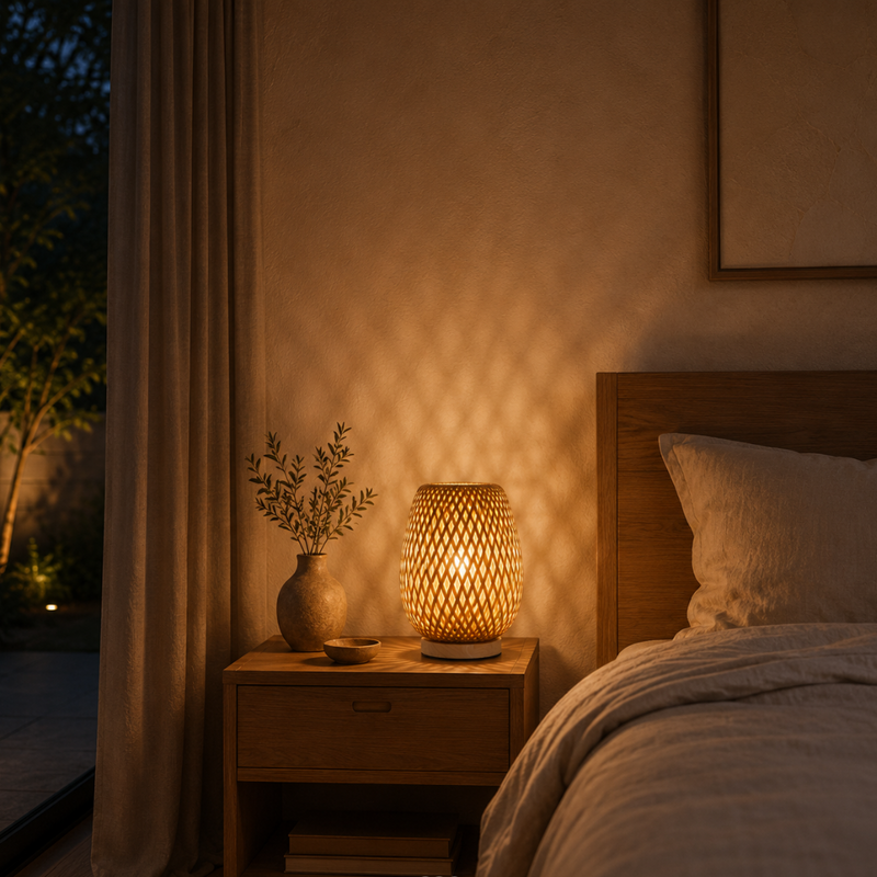 Velmorant Bamboo Table Lamp – Wireless Scandinavian Design
