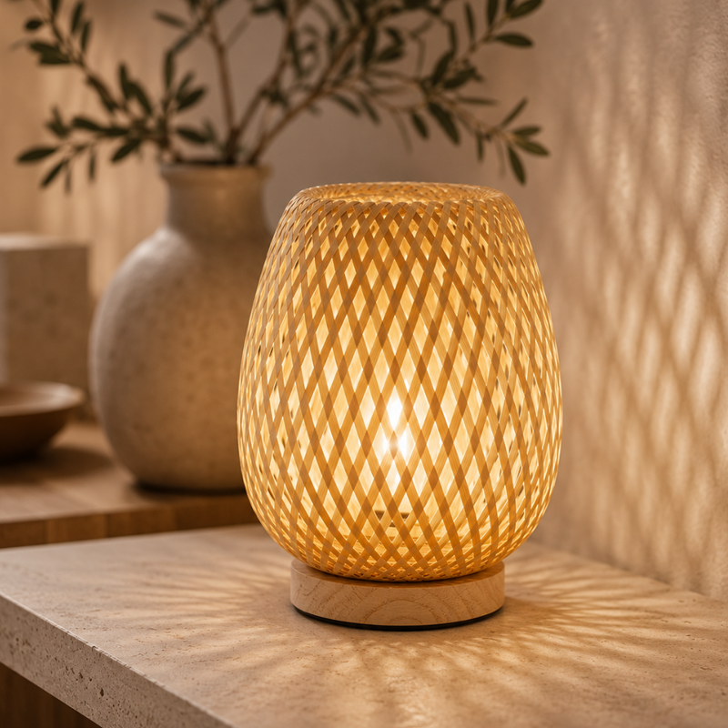 Velmorant Bamboo Table Lamp – Wireless Scandinavian Design