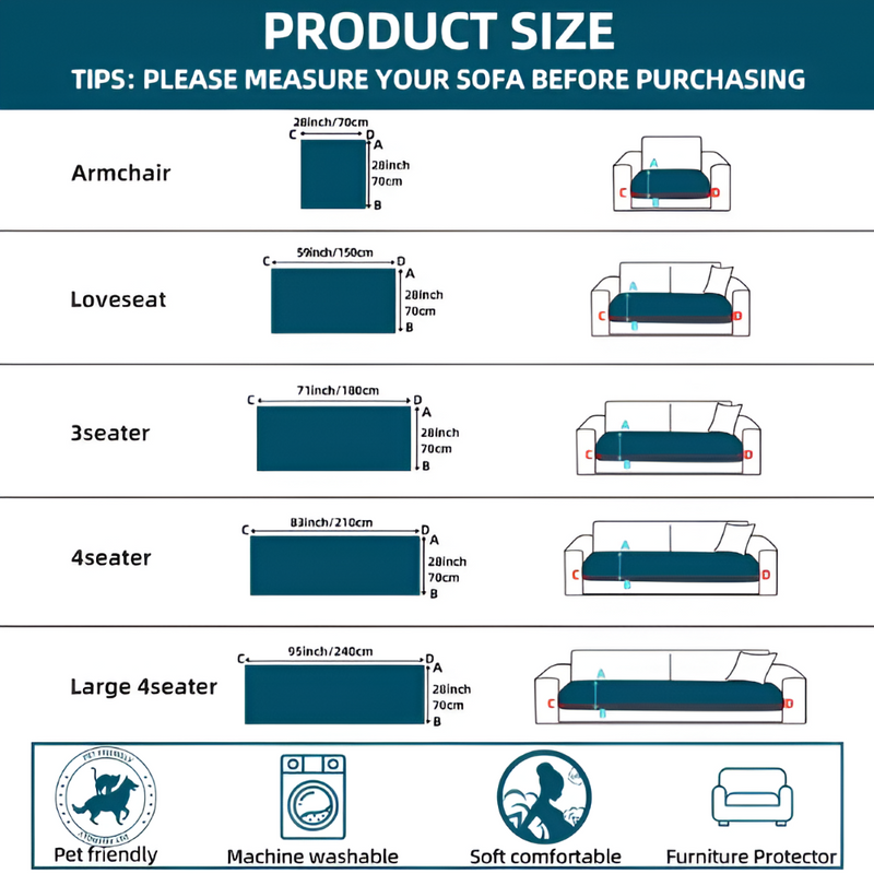 Paviron Sofa Cover – Anti-Slip Protection for Sofas with Pets