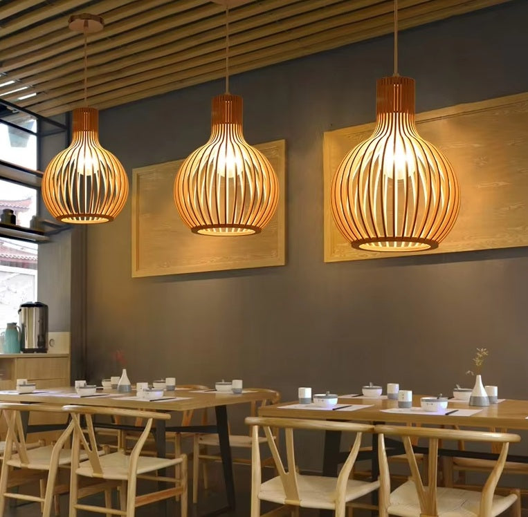 Orvella Pendant Light – Organic Wood Design with Open Structure