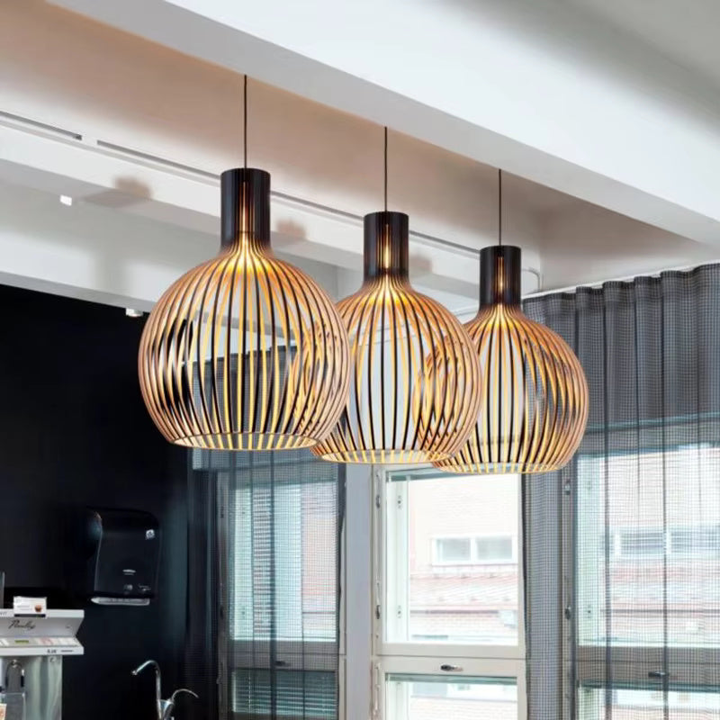 Orvella Pendant Light – Organic Wood Design with Open Structure