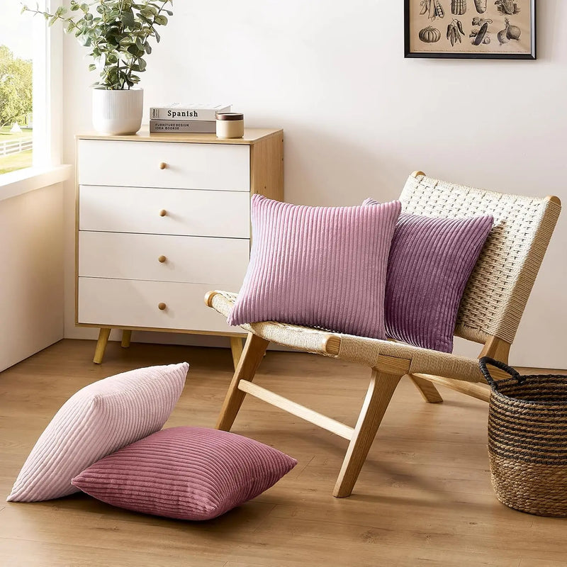Varevyn Cushion Cover – Striped Corduroy with Soft Texture