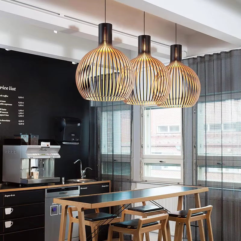 Orvella Pendant Light – Organic Wood Design with Open Structure