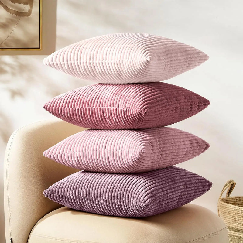 Varevyn Cushion Cover – Striped Corduroy with Soft Texture