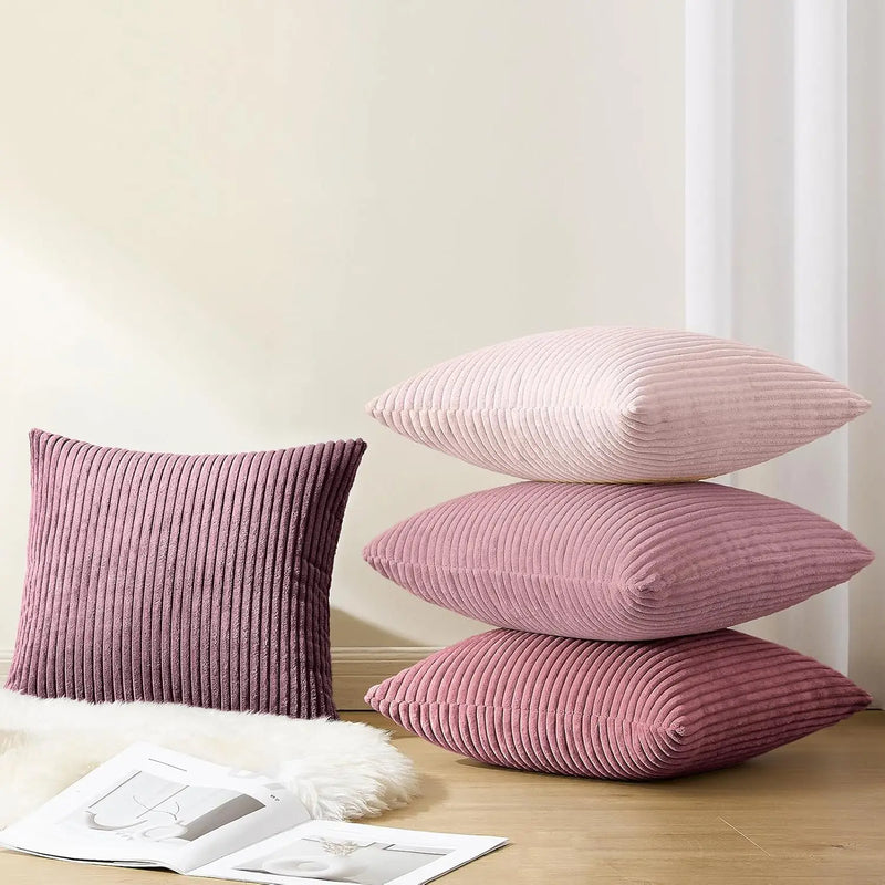 Varevyn Cushion Cover – Striped Corduroy with Soft Texture