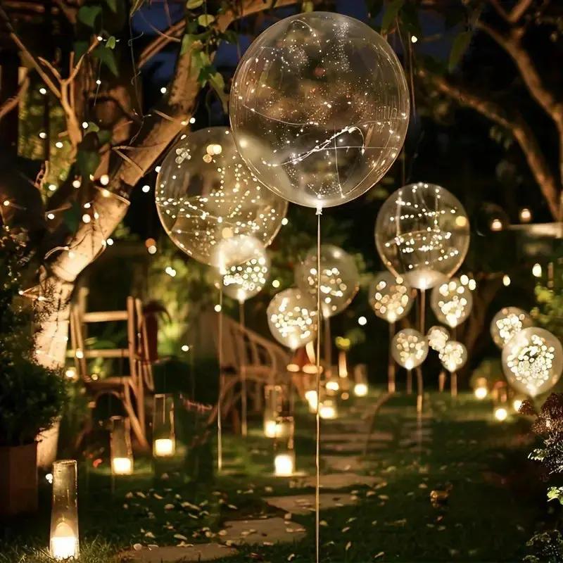 Lunavaro LED Balloons – Transparent Design with Warm White Light Wire