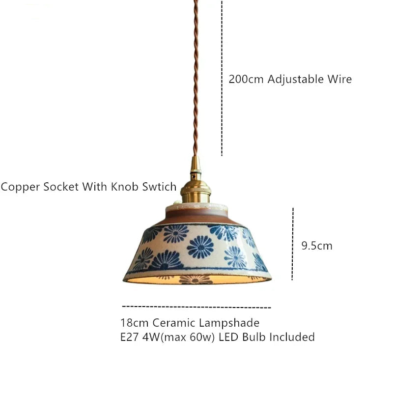 Floravyn Pendant Lamp – Ceramic Design with Floral Pattern