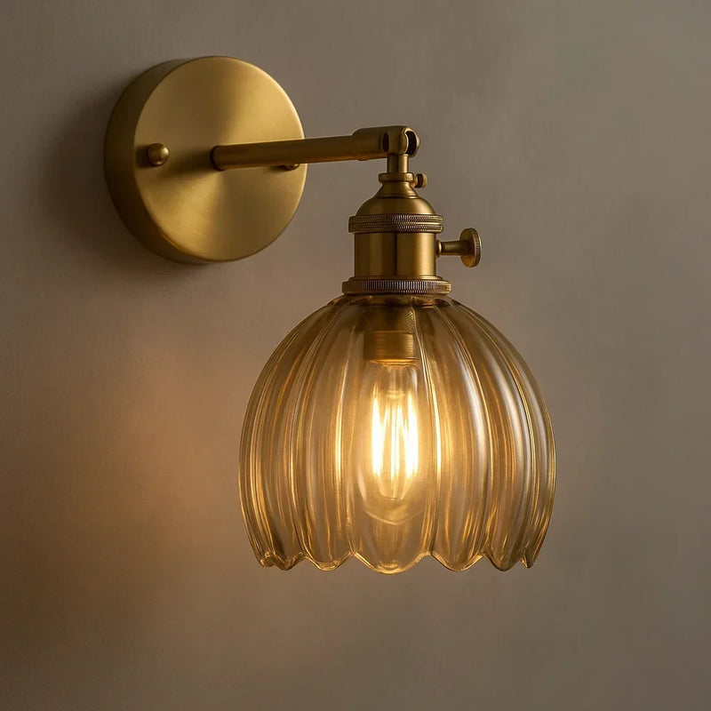 Virelia Wall Lamp – Vintage Flower Design with Glass Shade