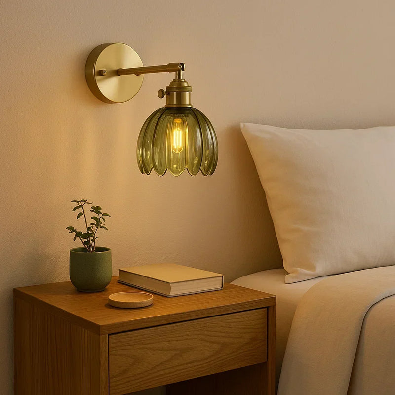 Virelia Wall Lamp – Vintage Flower Design with Glass Shade