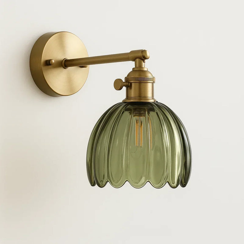 Virelia Wall Lamp – Vintage Flower Design with Glass Shade