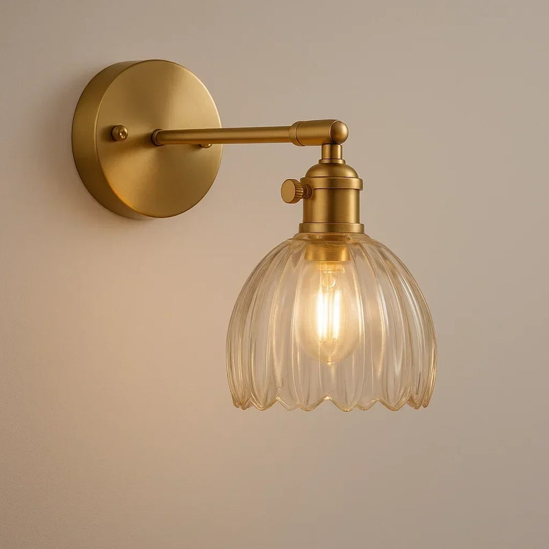 Virelia Wall Lamp – Vintage Flower Design with Glass Shade