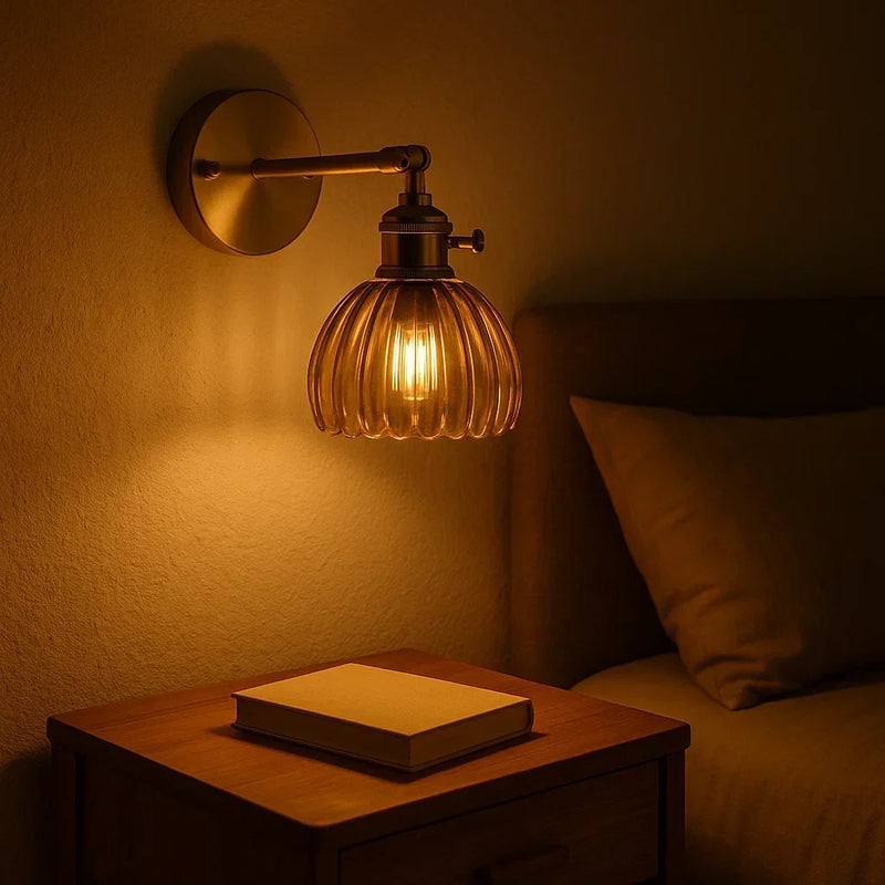 Virelia Wall Lamp – Vintage Flower Design with Glass Shade