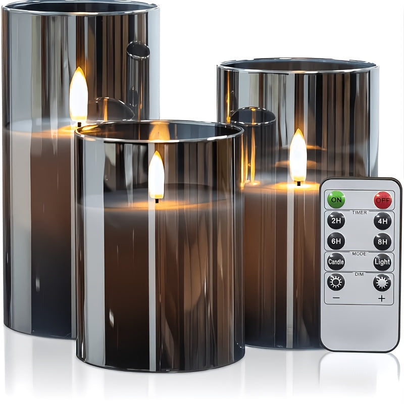 Lunavelle LED Candles – Set of 3 with Realistic Flickering Flame and Timer