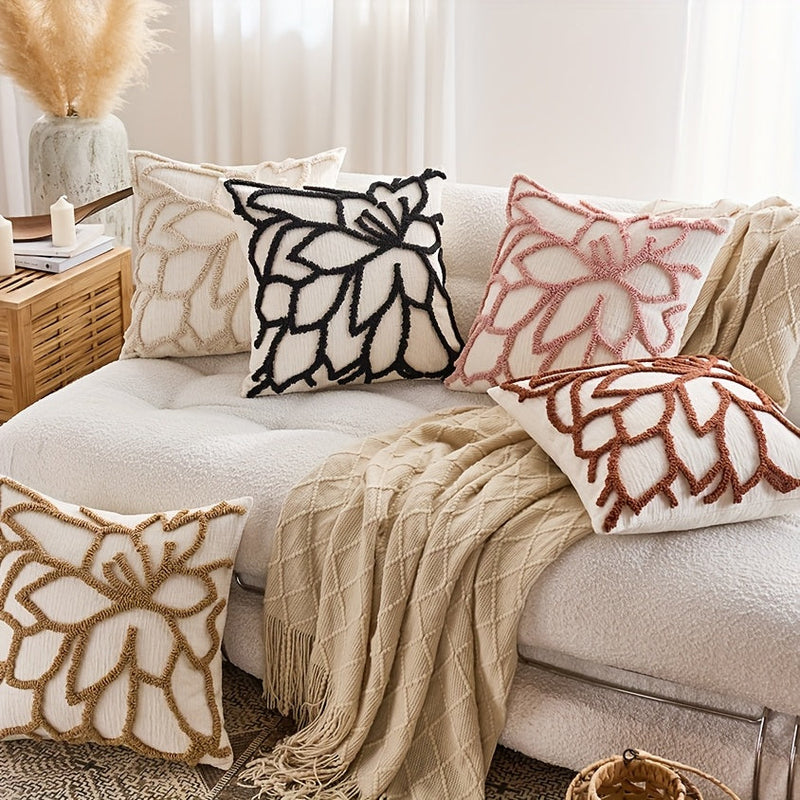 Elvoria Cushion Covers – 2-Pack with Tufted Rose Embroidery
