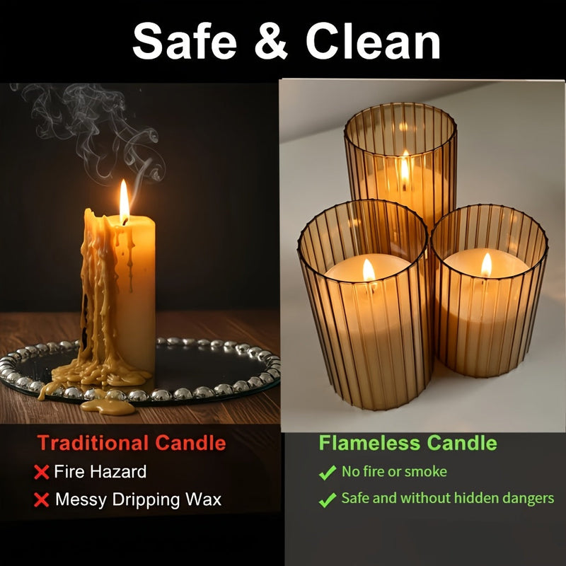 Lunovia LED Candles – Set of 3 Flicker-Free Decorative Candles