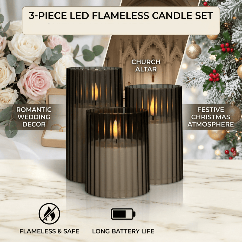 Lunovia LED Candles – Set of 3 Flicker-Free Decorative Candles