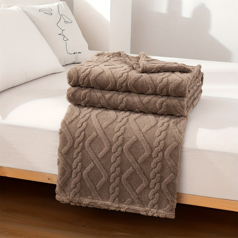 Sorvane Throw – Knitted Relief Design for Warmth