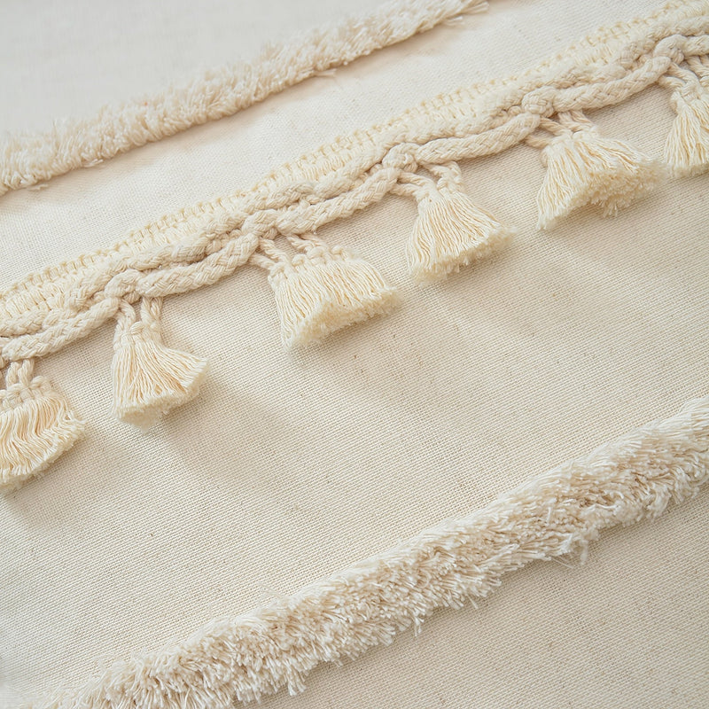 Marvella Cushion Cover – Geometric Embroidery with Tassel Trim
