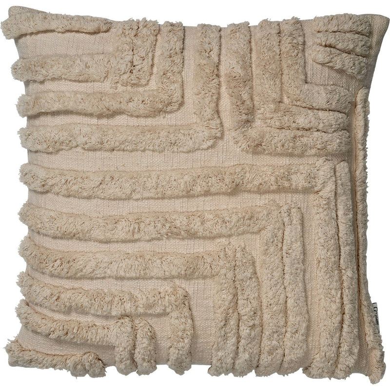 Norelia Cushion – Beige Texture with Decorative Tassels