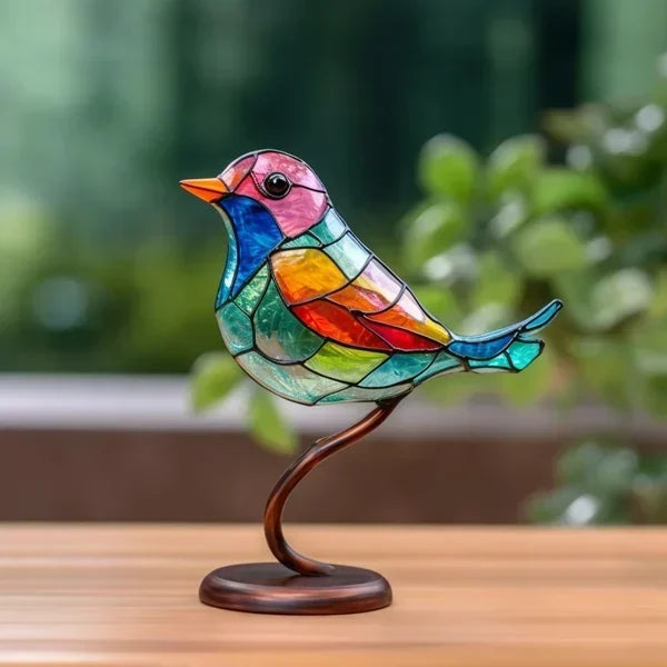 Avelisse Bird Figurine – Glass Sculpture with Colourful Design