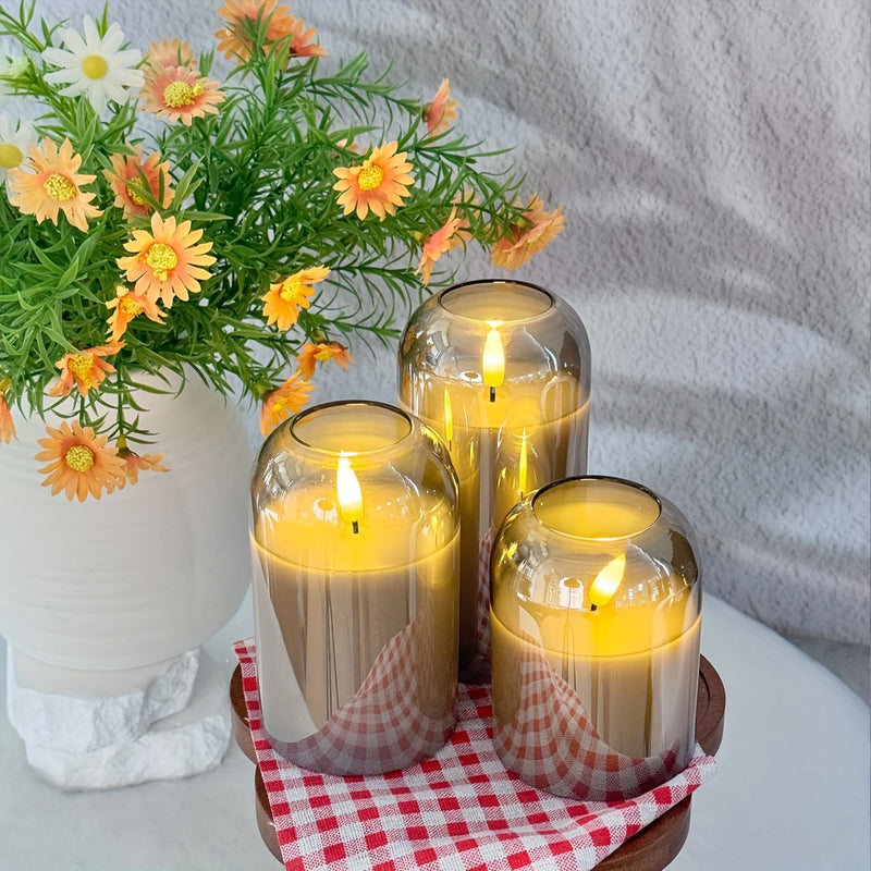 Velmira LED Candles – Set of 3 with 3D Wick Effect