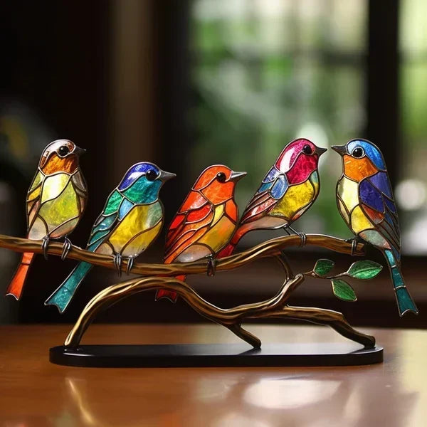 Avelisse Bird Figurine – Glass Sculpture with Colourful Design