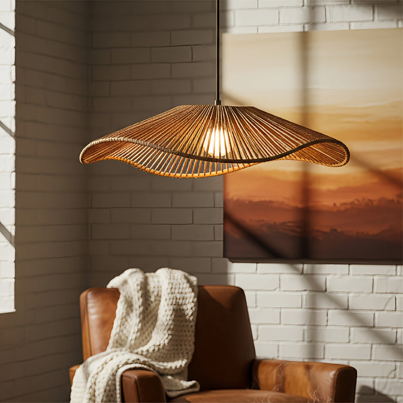 Velmora pendant lampshade – undulating woven design for rustic interiors