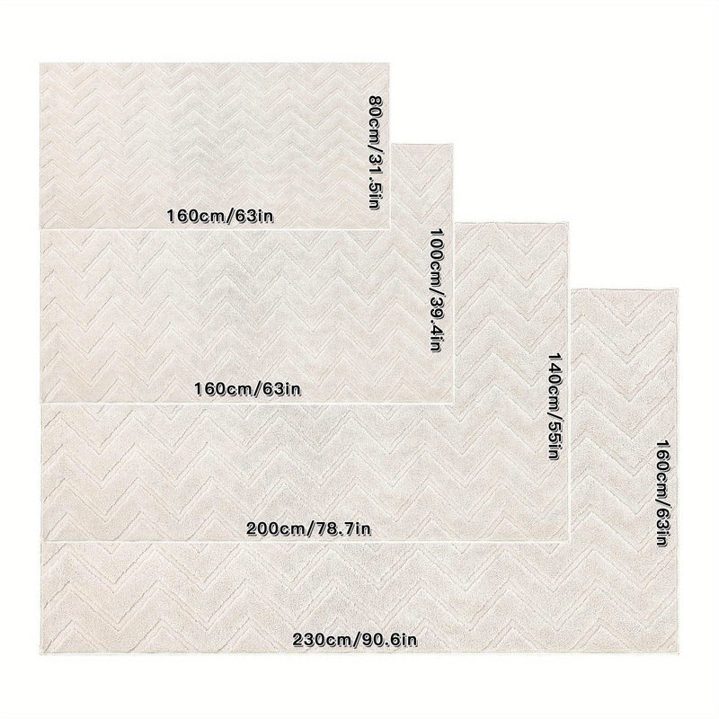 Aurevane Rug – Beige High-Pile Design with Jacquard Structure