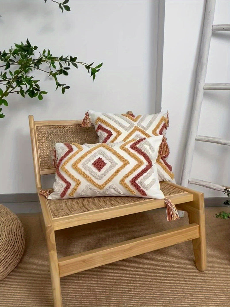 Zavelle Cushion Cover – Geometric Bohemian Embroidery