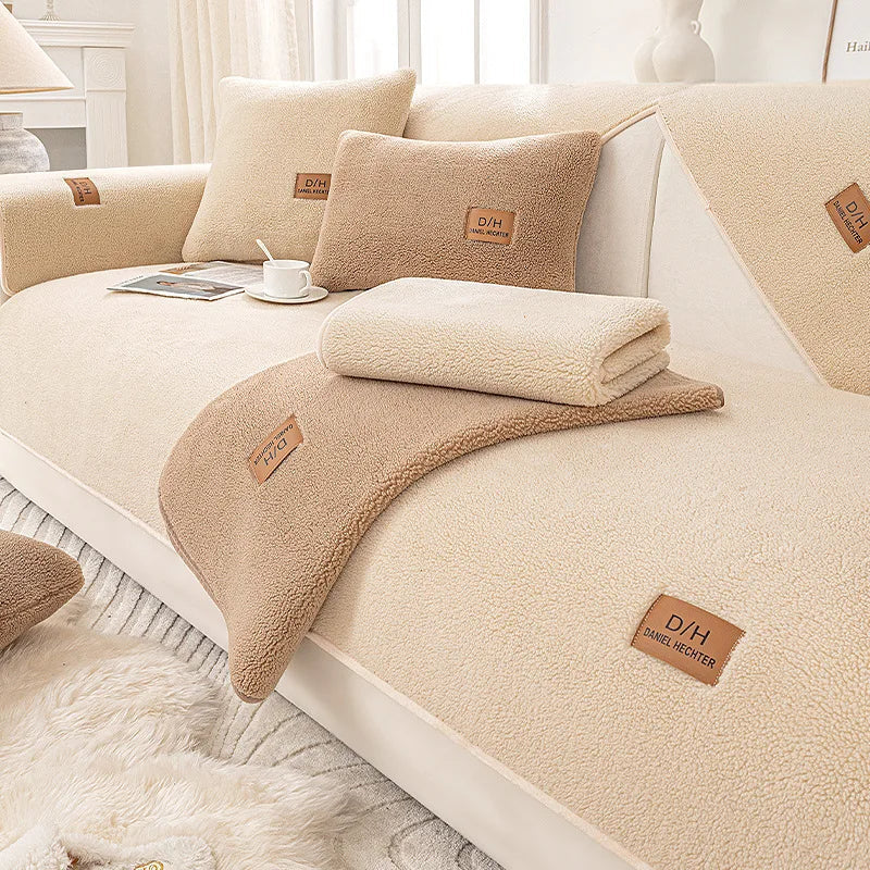 Velmoro Sofa Cover – Sherpa Fleece with Non-Slip Bottom